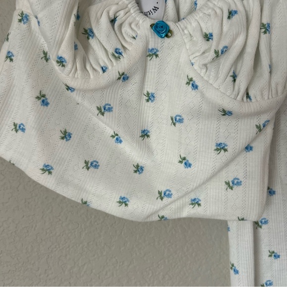 With Jean Brigette Top and Dylan Skirt Set in Blue Floral Pointelle - Picture 3 of 8